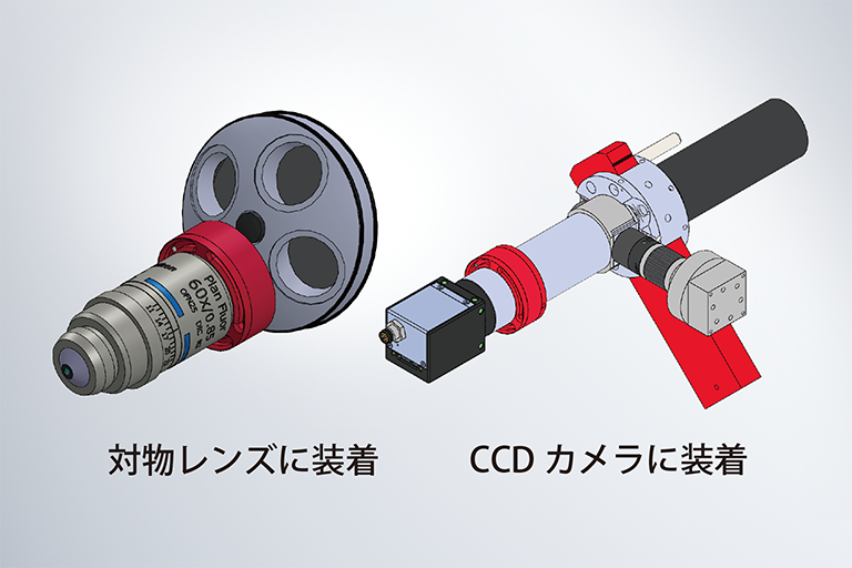 小型かつ透過型のため、顕微鏡レボルバのほか光学機器のどこにでも挿入可能です。